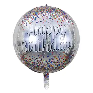 थोक 22 इंच 4d के लिए धातु पन्नी गुब्बारे क्षेत्र ढाल इंद्रधनुष एल्यूमीनियम गुब्बारा जन्मदिन की पार्टी सजावट