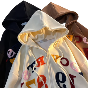 เสื้อมีฮู้ดผ้าฟลีซสำหรับผู้ชายแนวสตรีทเสื้อผ้าลำลองเสื้อสวมหัวปักผ้ากำมะหยี่วัสดุขนแกะสีและโลโก้ตามสั่ง100% - Product Image 4