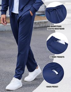 Ensemble de survêtement personnalisé en polyester et élasthanne 320GSM pour homme, coupe ajustée, sweat-shirt à capuche et pantalon de jogging, vert olive uni, logo imprimé à l'écran, tenue d'entraînement - Product Image 3