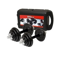 Ensemble d'haltères réglables de 20 kg pour la remise en forme, poids en acier chromé noir avec barre et étui de transport pour l'entraînement à domicile, bras