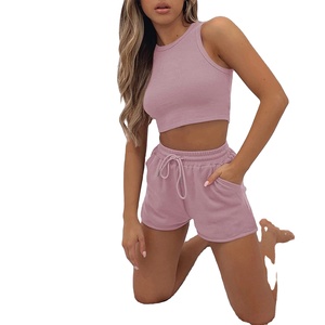 Conjuntos informales de verano de dos piezas, Tops cortos de algodón, conjuntos de 2 piezas para mujer, ropa de mujer, conjuntos de mujer 2026 - Product Image 4