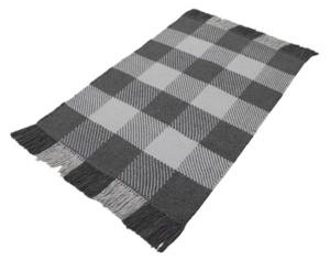 Tapis géométrique moderne en coton durable, tissé à la main, réversible, antidérapant, résistant aux taches, à carreaux, blanc anthracite - Product Image 4