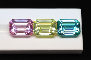 Fabrication de bijoux en pierres précieuses paraiba synthétiques de laboratoire traitées thermiquement 14x10mm saphir rose et jaune taille coussin - Product Image 2