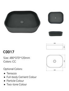 Lavabo in Cemento Quadrato Arrotondato da 480mm per Bagno d'Hotel, Fornitura OEM - Product Image 4