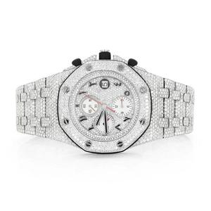 Montre analogique classique exquise en quartz glacé avec diamants en moissanite, design simple et luxueux, en acier inoxydable, offrant un style inégalé - Product Image 5