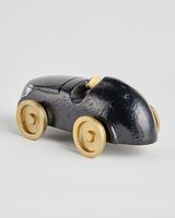Statue de voiture de course moderne élégante faite à la main, finition dorée, en aluminium moulé, décoration de table artisanale pour salon ou bureau