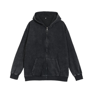 Top Selling Wholesale Price Solid Color Winter Wear Acid Washed <b>Hoodies</b> Comfortable Cotton Blend <b>Zipper</b> <b>Hoodies</b> for Men - Product Image 5