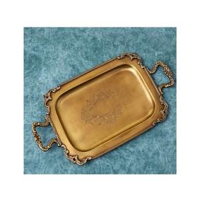 Elegante bandeja de servicio de latón acrílico con mango de diseño Chapado de latón elegante para uso doméstico y en la cocina - Product Image 1