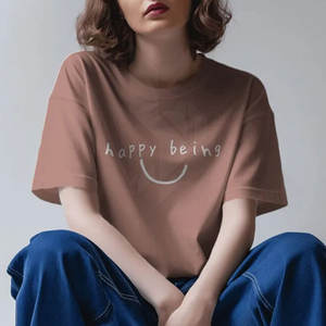 เสื้อยืดผ้าฝ้ายระบายอากาศสำหรับผู้หญิง100% พิมพ์ลายพัฟเป็นมิตรกับสิ่งแวดล้อมสำหรับฤดูร้อน - Product Image 2