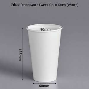 Premier fournisseur malaisien de 100% gobelets en papier à mur unique blanc biodégradable 16OZ gobelets froids à double stratification PE de haute qualité - Product Image 2
