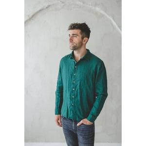 Classic Long Sleeve Men's Linen <b>Shirt</b> with Buttons Fitted Casual Linen Clothing, Lightweight Summer <b>Shirt</b> for Men - Product Image 4