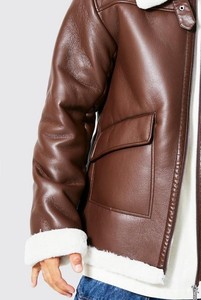 OEM แจ็คเก็ตหนังวัวแท้, มีสไตล์โอเวอร์ไซส์เหมาะสำหรับใส่ได้ทั้งชายหญิงฤดูหนาวกันลมกันน้ำ - Product Image 6