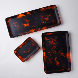 Lot de 3 plateaux de service de buffle en corne naturelle Meilleure vente Plateau de table de grande taille Plateau de service à dessert de mariage Qualité supérieure - Product Image 1