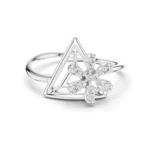 Bague Flocon de Neige en Diamant Cultivé en Laboratoire 0,146 CT pour Femme, Clarté VVS-VS EF, Or 18KT, 14KT, 10KT et Argent 925, Rose, Jaune - Product Image 1