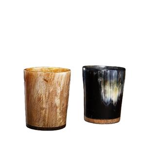Taille personnalisée et logo gobelet naturel en corne de buffle et de boeuf et agate courte en verre - Product Image 4