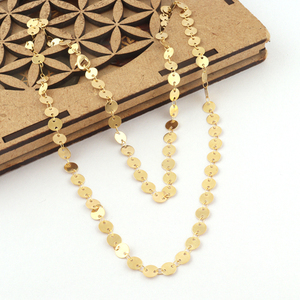 Best Selling Simple Design <b>Gold</b> <b>Disc</b> Charms Necklace Brass 24k <b>Gold</b> Plated Sequins Chain Lobster Lock Necklaces Gift for Woman - Product Image 5