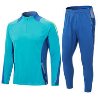 Haut à manches longues avec demi-zip et pantalon pour entraînement multisports, imprimé numérique, 100% polyester, unisexe, pour le football/soccer, les séances d'entraînement en salle de sport
