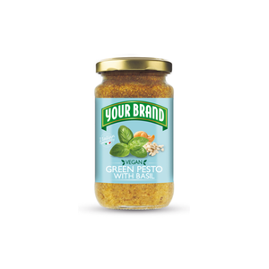 Sauce pour pâtes Pesto Italien Vegan au basilic dans un bocal en verre personnalisable pour marque privée 12x190g 6,7oz - Product Image 1