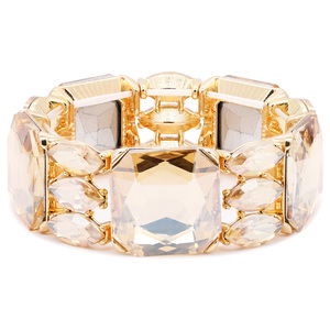 Bracciale elasticizzato con diamante nero placcato Gunmetal elegante collezione di braccialetti di cristallo - Product Image 3