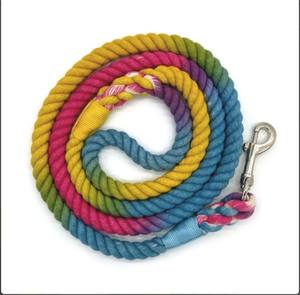 Correa de perro de cuerda de 5 pies Ombre trenzada 100% algodón Correa multicolor algodón duradero y fuerte - Product Image 1