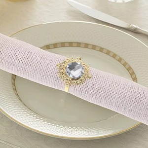Porte-serviettes en métal avec grande perle centrale pour décoration de table élégante fêtes de mariage hôtel salle à manger accent élégant - Product Image 4