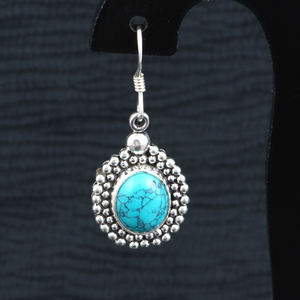 Boucles d'oreilles en argent sterling 925 avec pierre turquoise éblouissante placage d'argent à la mode pour mariages ou cadeaux - Product Image 3