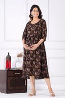Nouvelle Arrivée Robe de Maternité et d'Allaitement d'Été à Motif Floral Numérique en Coton Ample avec Fermeture Éclair et Taille Naturelle Confortable