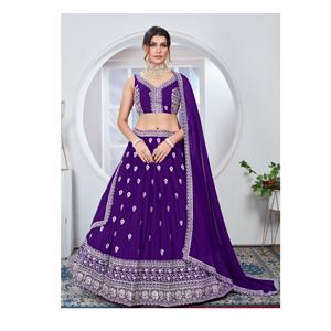 Diseñador más vendido Georgette Lehenga Choli con Secuencia de bordado pesado Trabajo nupcial Lehenga Choli - Product Image 1