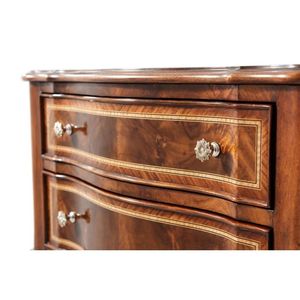 Luxueuse armoire de chevet en acajou sculptée à la main à deux tiroirs | Table de chevet de style français Pieds de cabriole incrustés élégants personnalisables - Product Image 4