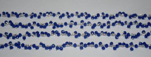 Chaîne de perles bleu roi de 3 mm, plaquée or, enveloppée de fil, pour la fabrication de bijoux, vendue au mètre - Product Image 5