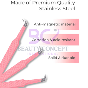 Jolie couleur rose avec texture de diamant de la plus haute qualité bon vendeur matériau en acier forme parfaite pince à épiler pour extension de cils - Product Image 3