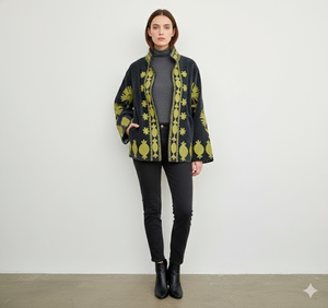 Veste en velours brodée à la main avec un motif floral, style décontracté, pour les occasions de fête ou un usage quotidien - Product Image 1