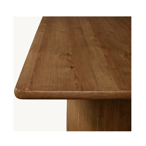 Table de salle à manger longue rectangulaire en bois de teck Base à double piédestal - Product Image 3