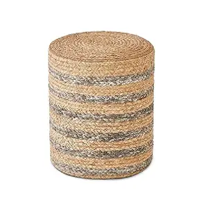 Pouf Ottoman Cotton Footrest Decor Knit Floor Stool Round Pouffe Ottoman Hollowed Knitted Cover Accent Seat for Living Room