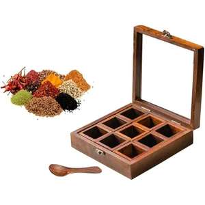 Porte-épices en métal de forme carrée personnalisé de qualité supérieure avec couvercle shaker Boîte à compartiments pour fruits secs et épices pour le stockage à domicile de l'Inde - Product Image 4