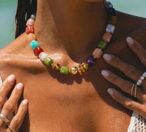 Hot-selling multi-color Resin <b>Beaded</b> <b>Necklaces</b> fashionable and versatile women's choker <b>necklace</b> - Product Image 6