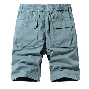 Short cargo décontracté pour homme avec motif uni respirant en toile taille élastique taille moyenne pour l'entraînement et la mode - Product Image 2