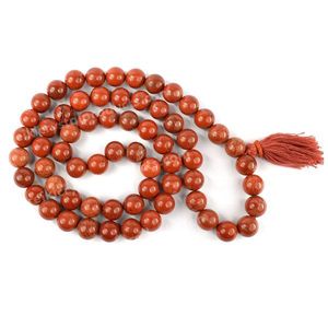 สร้อยคอมาลาคริสตัลแจสเปอร์สีแดง พลอยธรรมชาติเพื่อการบำบัด เสริมพลัง ช่วยให้สงบ รับพลังเรกิ เหมาะสำหรับการทำสมาธิ สำหรับผู้ชาย - Product Image 2