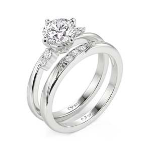 Jeulia Classic Bypass Round Cut Diamond Engagement <b>Ring</b> <b>Set</b> - Product Image 3