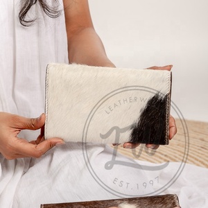 LW Western Stylish Hair On Hide Brown Tooled Fur Leather Clutch Women Designed Purse Hot Selling Tooled Leather Unique <b>Wallet</b> - Product Image 3