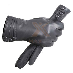 Waterproof Unisex Winter Outdoor Casual Leather Fashion <b>Gloves</b> with Touchscreen & <b>Wool</b> Lining-Customizable Design - Product Image 2