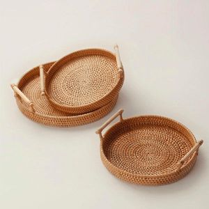 Proveedor de bandeja de servicio de ratán Diseño creativo Plato de diseñador hecho a mano Clásico Elegante Bandeja de ratán al por mayor - Product Image 4