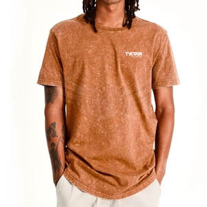 Ropa de calle Último diseño Hombres Lavado ácido Camisetas Color sólido Tamaño adulto Hombres Lavado ácido Camisetas - Product Image 1