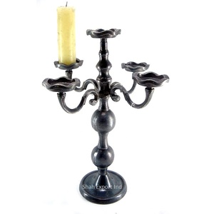 Black Nickle Five Arms Aluminum <b>Candelabra</b> for Wedding Event Party Decoration Metal Floor <b>Candelabra</b> Centerpieces - Product Image 1