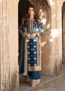 ชุดสูทงานปักลวดลายเต็มผืนดีไซน์เนอร์หนักชุดเย็บปักและปักหมุดโมติสำหรับใส่ทำงานเสื้อและล่างชุดผ้าจอร์เจียแท้ด้านล่างและด้านล่าง - Product Image 4