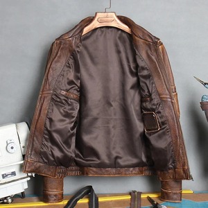 Envío. MA-1 Bomber gratis abrigo de cuero de oveja chaqueta gruesa de cuero de oveja chaqueta de cuero genuino para hombre Top Gun Vintage Canvas - Product Image 6