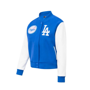 Veste universitaire avec logo personnalisé, corps en laine et manches en cuir véritable, veste de baseball d'hiver - Product Image 5