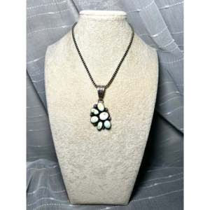 Bob Becenti Religious Style Pendant Palomino Variscite & Sterling <b>Silver</b> with Bezel Setting Anchor Pattern <b>Charm</b> Jewelry - Product Image 6