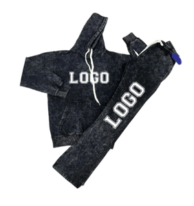 Cotton Fleece Hoodie and Sweatpants <b>Jogger</b> Set Loose <b>Baggy</b> Tracksuit with Acid Wash For USA - Product Image 6