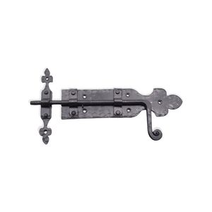 Pestillo de puerta de hierro forjado a mano con acabado de óxido negro, forma plana, para instalación en el hogar, herrajes para puertas y portones. - Product Image 5